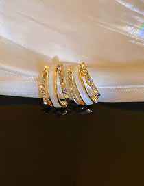 Fashion Gold Color Alloy Diamond Geometric Stud Earrings
