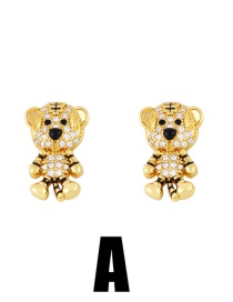Fashion A Copper And Diamond Little Tiger Stud Earrings