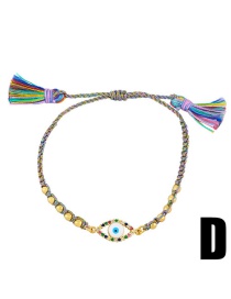 Fashion D Copper Diamond Eye Geometric Tassel Bracelet