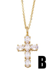 Fashion B Copper Inlaid Zirconium Cross Necklace