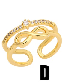 Fashion D Copper And Diamond Geometric Cross Open Ring