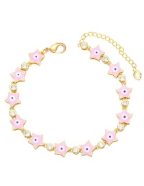 Fashion Pink Five-pointed Star Bracelet With Copper And Diamonds