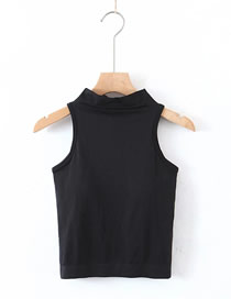 Fashion Black Cotton Sleeveless Vest