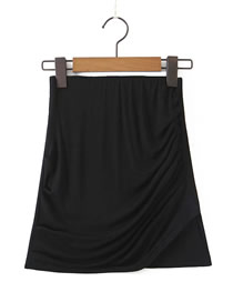Fashion Black Threaded Cotton Pleated Skirt