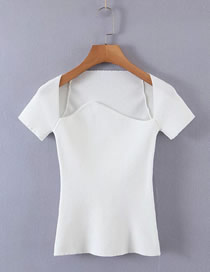 Fashion White Irregular Neckline Short Sleeves With Core Spun Yarn
