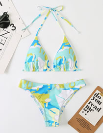 Fashion 5# Polyester Printed Strap Split Swimsuit