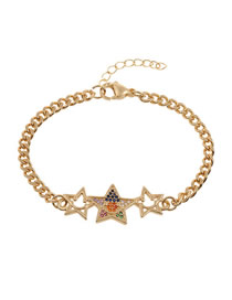 Fashion Gold Copper And Diamond Five-pointed Star Bracelet