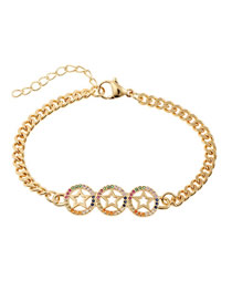 Fashion Gold Copper Bracelet With Diamonds And Stars