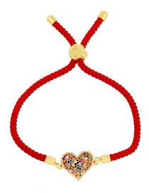 Fashion Red Copper Inlaid Zirconium Heart Braided Bracelet
