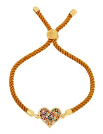Fashion Ginger Copper Inlaid Zirconium Heart Braided Bracelet