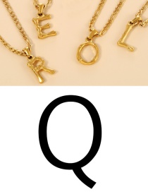 Fashion Q Titanium Steel 26 Letter Pendant Necklace