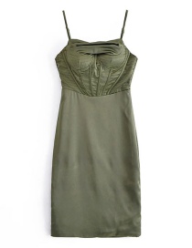 Fashion Armygreen Tunic Fishbone Sling Dress