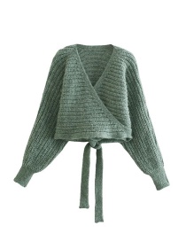 Fashion Green Knitted Double Cardigan