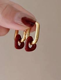 Fashion Gold Color Pure Copper Geometric Square Love Stud Earrings
