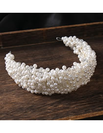 Fashion White Pearl Braided Twisted Bead Headband