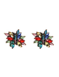Fashion Color Alloy Geometric Diamond Earrings