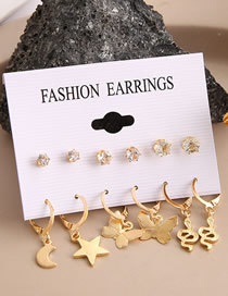 Fashion 4# Alloy Butterfly Love Pearl Snake Shape Geometric Earring Set