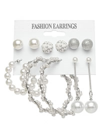 Fashion 17# Geometric Pearl Earrings Set