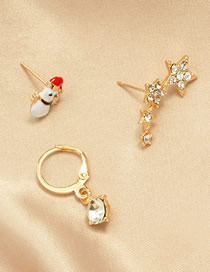 Fashion Gold Color Alloy Dripping Snowman Five-pointed Star Earrings Set