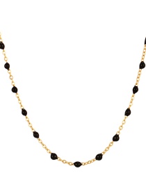 Fashion Black Titanium Steel Drop Oil Color Bead Necklace