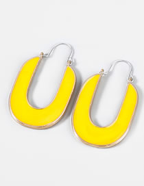 Fashion Yellow Alloy Drip Oil U-shaped Earrings