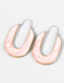 Fashion Pink Alloy Drip Oil U-shaped Earrings