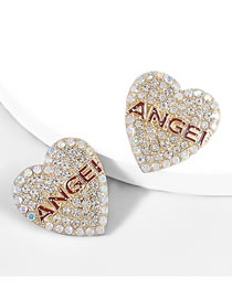 Fashion White Diamond Alloy Diamond Drop Oil Love Letter Stud Earrings