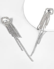 Fashion White Alloy Diamond Long Tassel Drop Earrings