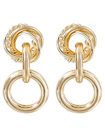Fashion Gold Color Alloy Round Chain Stud Earrings