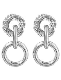 Fashion Silver Color Alloy Round Chain Stud Earrings