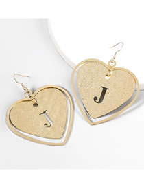 Fashion J Alloy Heart Alphabet Stud Earrings