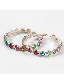 Fashion Color Alloy Diamond Rhombus Earrings
