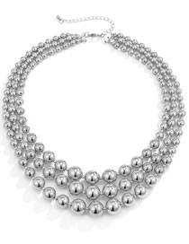 Fashion White K Metal Geometric Bead Layered Necklace
