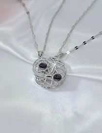 Fashion Sun Platinum + Moon Platinum Necklace Titanium Steel Projectable Star And Moon Necklace Set