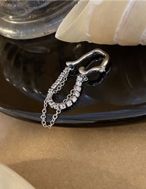 Fashion Silver Color Alloy Diamond Claw Chain Tassel Stud Earrings