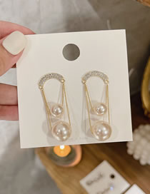 Fashion Main Image Alloy Diamond Pearl Tassel Drop Earrings