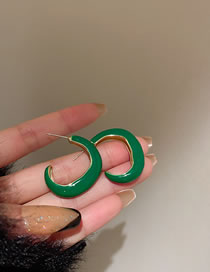 Fashion Green Geometric Drop Oil C-shaped Stud Earrings