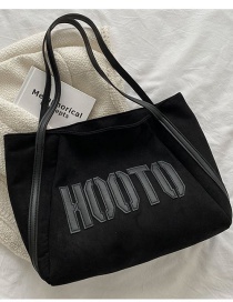 Fashion Black Deerskin Velvet Stitching Letters Large-capacity Shoulder Bag