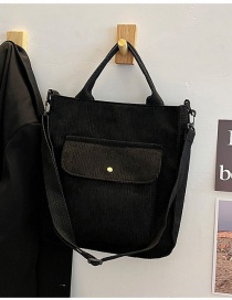 Fashion Black Corduroy Canvas Large Capacity Crossbody Bag