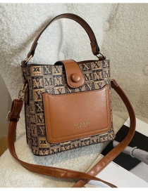 Fashion Brown Pu Geometric Print Large Capacity Messenger Bag