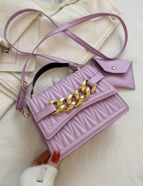 Fashion Purple Pu Diamond Embroidery Thread Chain Portable Messenger Bag