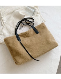 Fashion Khaki Lamb Wool Large Capacity Shoulder Bag