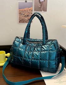 Fashion Blue Pu Check Diagonal Down Bucket Bag