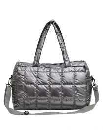 Fashion Grey Pu Check Diagonal Down Bucket Bag