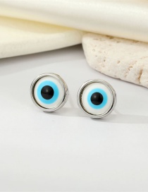 Fashion 12 Silver Color Eyes Resin Glitter Round Eye Stud Earrings