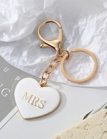 Fashion 4 White Peach Heart Mrs Alloy Drop Oil Letter Love Keychain