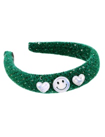 Fashion Green Woolen Imitation Pearl Smiley Love Headband