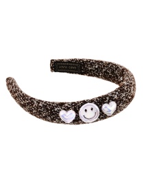 Fashion Dark Brown Woolen Imitation Pearl Smiley Love Headband