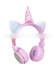 Fashion Pink Cartoon Unicorn Headset Bluetooth Headset (charged)