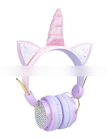 Fashion Purple Cartoon Unicorn Headset Bluetooth Headset (charged)